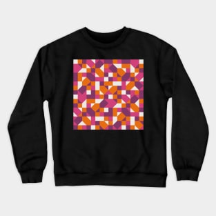 Mid Mod Crazy Squares Pink Orange Crewneck Sweatshirt